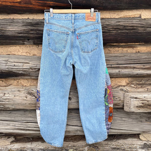 Patchwork Quilt Upcycled Barrel Jeans