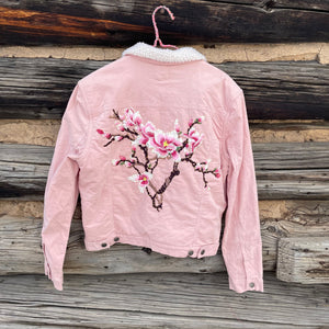 Pink Corduroy Fleece Lined Upcycled Jacket