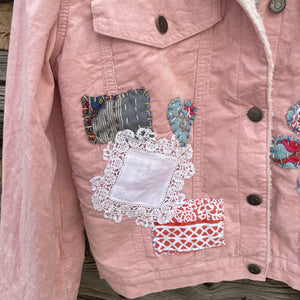 Pink Corduroy Fleece Lined Upcycled Jacket
