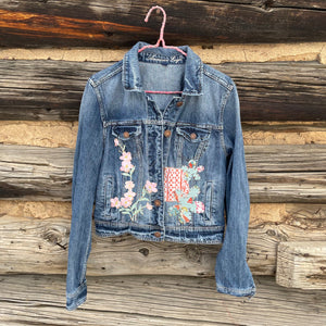Upcycled Peace Sign Denim jacket