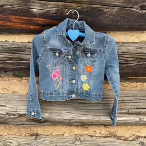 Kids Upcycled Peace Sign Denim Jacket