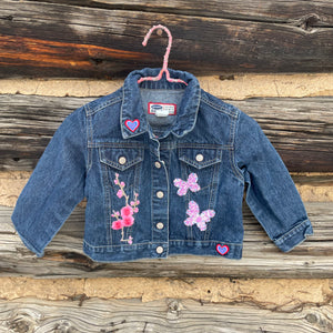 Kids Upcycled Peace sign Denim Jacket