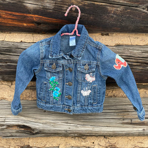 Kids Upcycled Peace sign Denim Jacket