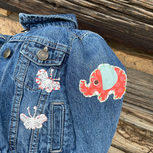 Kids Upcycled Peace sign Denim Jacket