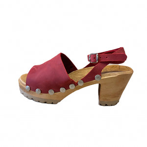 High Heel Mountain Alva Sandal in Red leather