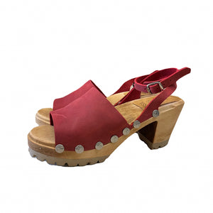 High Heel Mountain Alva Sandal in Red leather