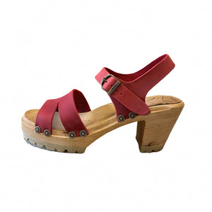 Red High Heel mountain Sole Saga Sandal