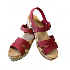 Red High Heel mountain Sole Saga Sandal