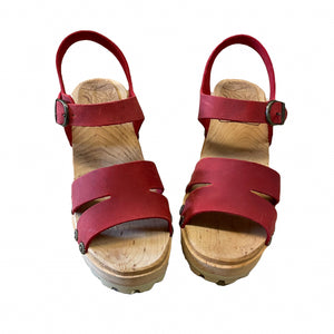 Red High Heel mountain Sole Saga Sandal