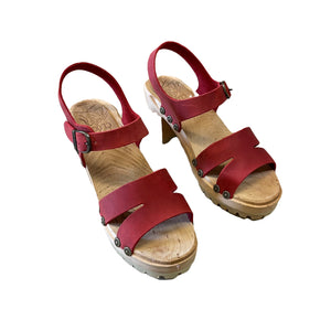 Red High Heel mountain Sole Saga Sandal