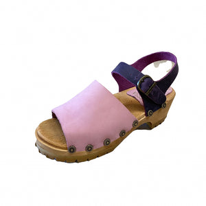 Sigrid Mountain Sole Sandal in Light Pink and Purple with decorative flower nails