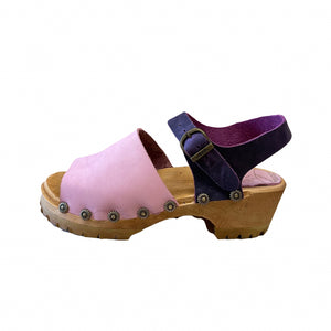 Sigrid Mountain Sole Sandal in Light Pink and Purple with decorative flower nails