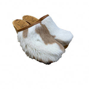Tan and White Calf Ultimate High Clogs