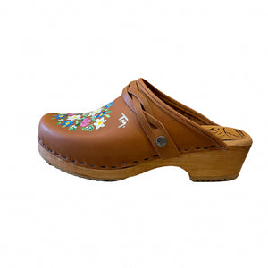 Hand painted Traditional Heel Clog in Sunrise  Oil Leather