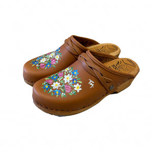 Hand painted Traditional Heel Clog in Sunrise  Oil Leather