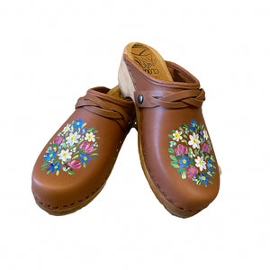 Hand painted Traditional Heel Clog in Sunrise  Oil Leather