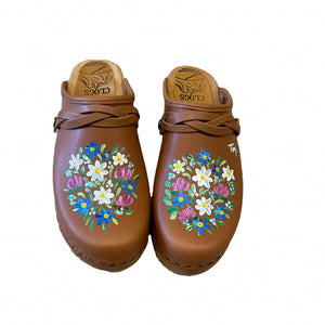 Hand painted Traditional Heel Clog in Sunrise  Oil Leather