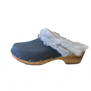 Traditional Heel Midnight Blue with Light Blue Shearling size 41 - Sample Sale 50 % 0ff