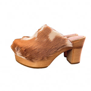 Tan and White Calf Ultimate High Clogs