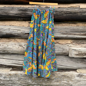 Long Cotton Voile Tiered Skirt in Multi Colored Print