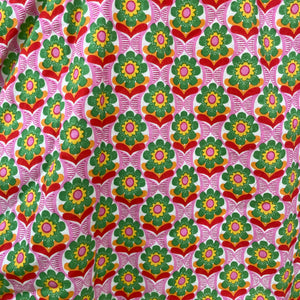Print Cotton Ruched Skirt in Pink/Green