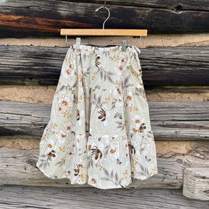 Knee Length Printed Skirt in Cream