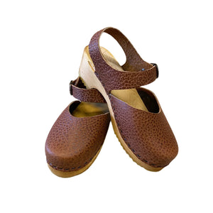 Traditional Heel Marina Sandal in Cognac Bison Leather