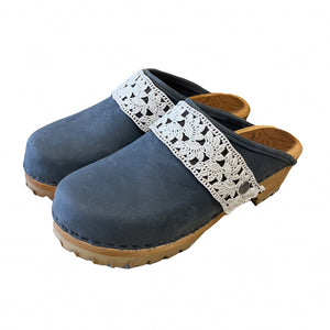 Mountain Sole Denim with Vintage Bobbin Lace Snap Strap