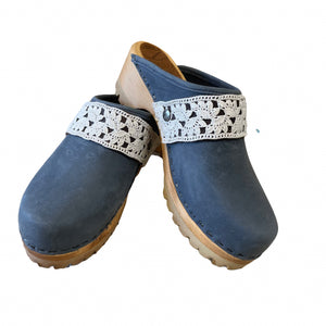 Mountain Sole Denim with Vintage Bobbin Lace Snap Strap