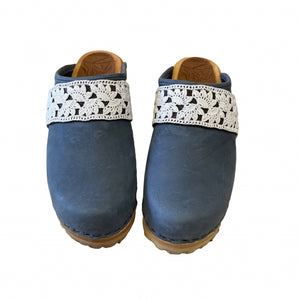 Mountain Sole Denim with Vintage Bobbin Lace Snap Strap