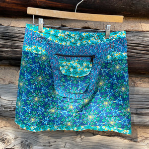 Reversible Cotton Wrap skirt in Blue/Teal