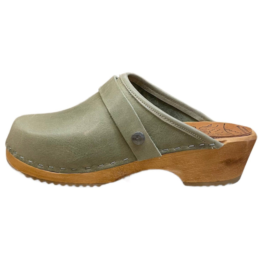 Traditional Heel Sage Green Clogs