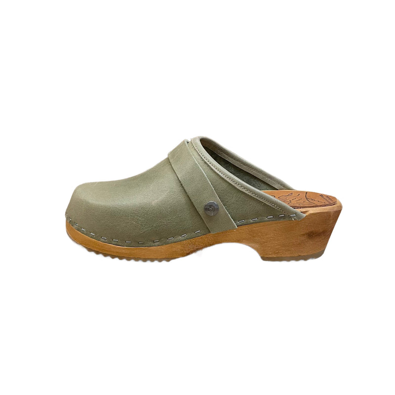 Traditional Heel Sage Green Clogs