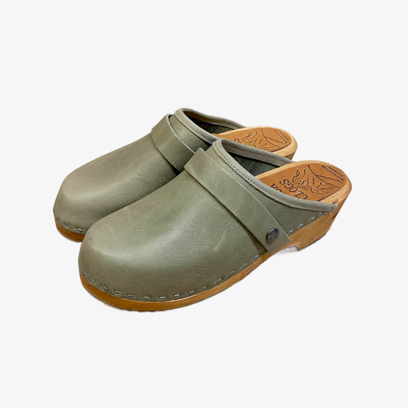 Traditional Heel Sage Green Clogs