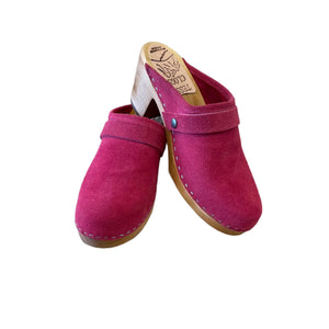 Berry Suede High Heel Clogs