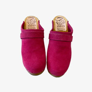 Berry Suede High Heel Clogs