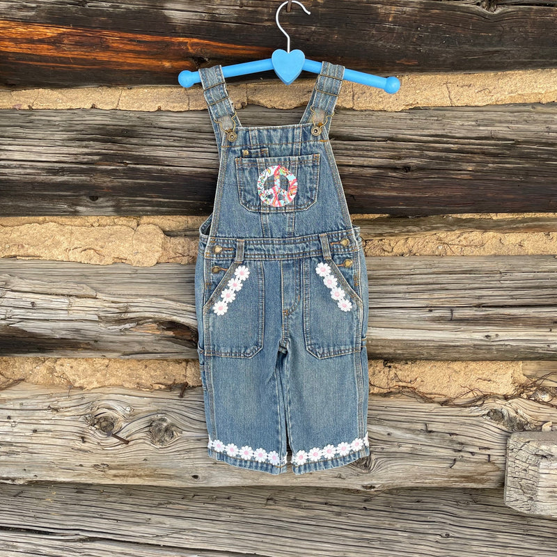 Tessa Kids "Hand Me Downs"  Upcycled Jean Overalls Size 18m