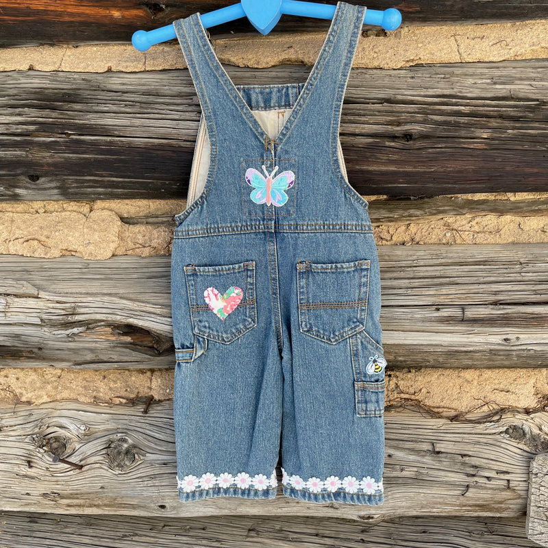 Tessa Kids "Hand Me Downs"  Upcycled Jean Overalls Size 18m