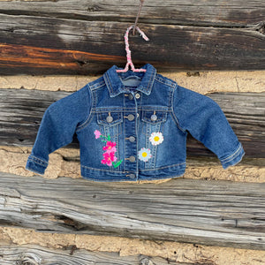 Tessa Kids "Hand Me Down" Upcycled Denim Jacket size 6-9 months