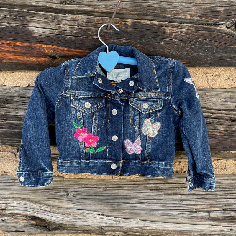 Tessa Kids "Hand Me Down" Upcycled Denim Jacket size 24 m