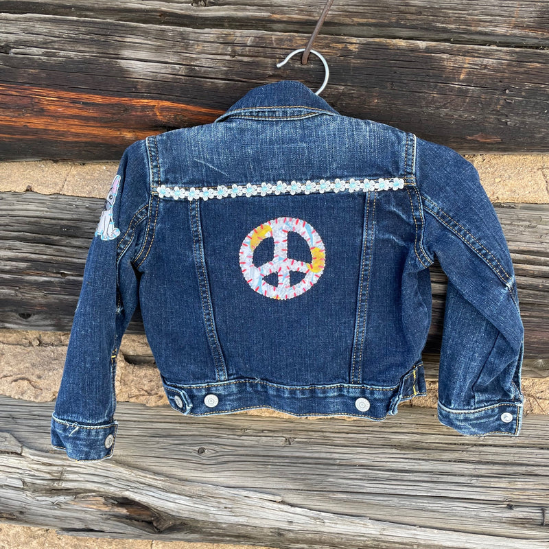 Tessa Kids "Hand Me Down" Upcycled Denim Jacket size 24 m