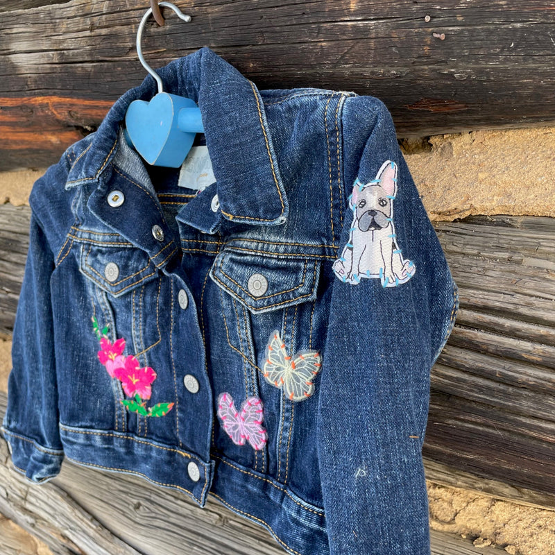 Tessa Kids "Hand Me Down" Upcycled Denim Jacket size 24 m