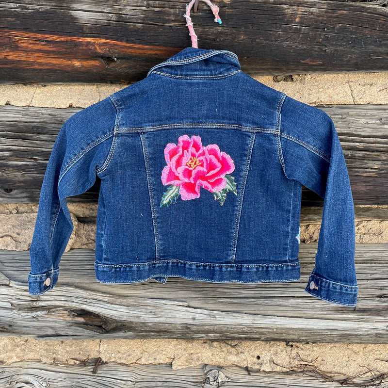 Tessa Kids "Hand Me Down" Upcycled Flower Denim Jacket size 3T