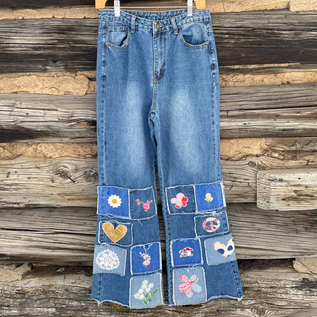 Patchwork Upcycled Denim Jeans