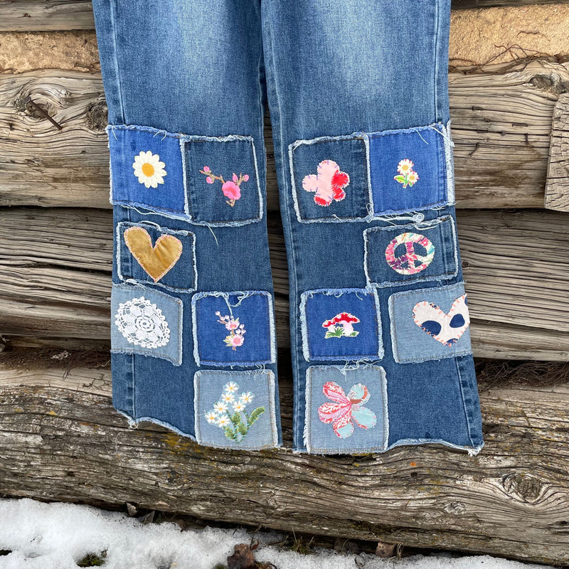 Patchwork Upcycled Denim Jeans