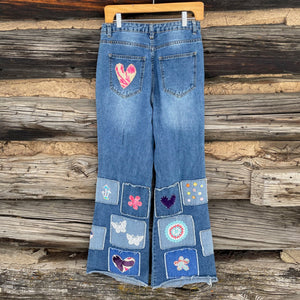 Patchwork Upcycled Denim Jeans