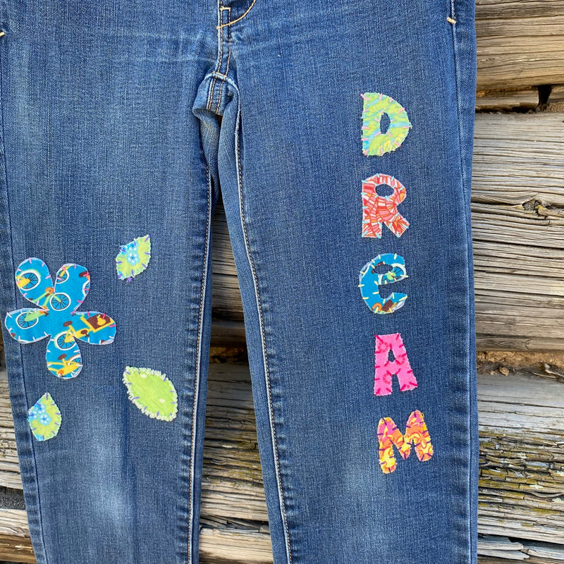 Tessa "Hand Me Downs"  Upcycled Jeans American Eagle size 2