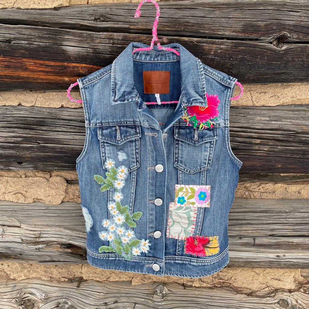 Upcycled Denim Vest size XS