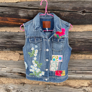 Upcycled Denim Vest size XS