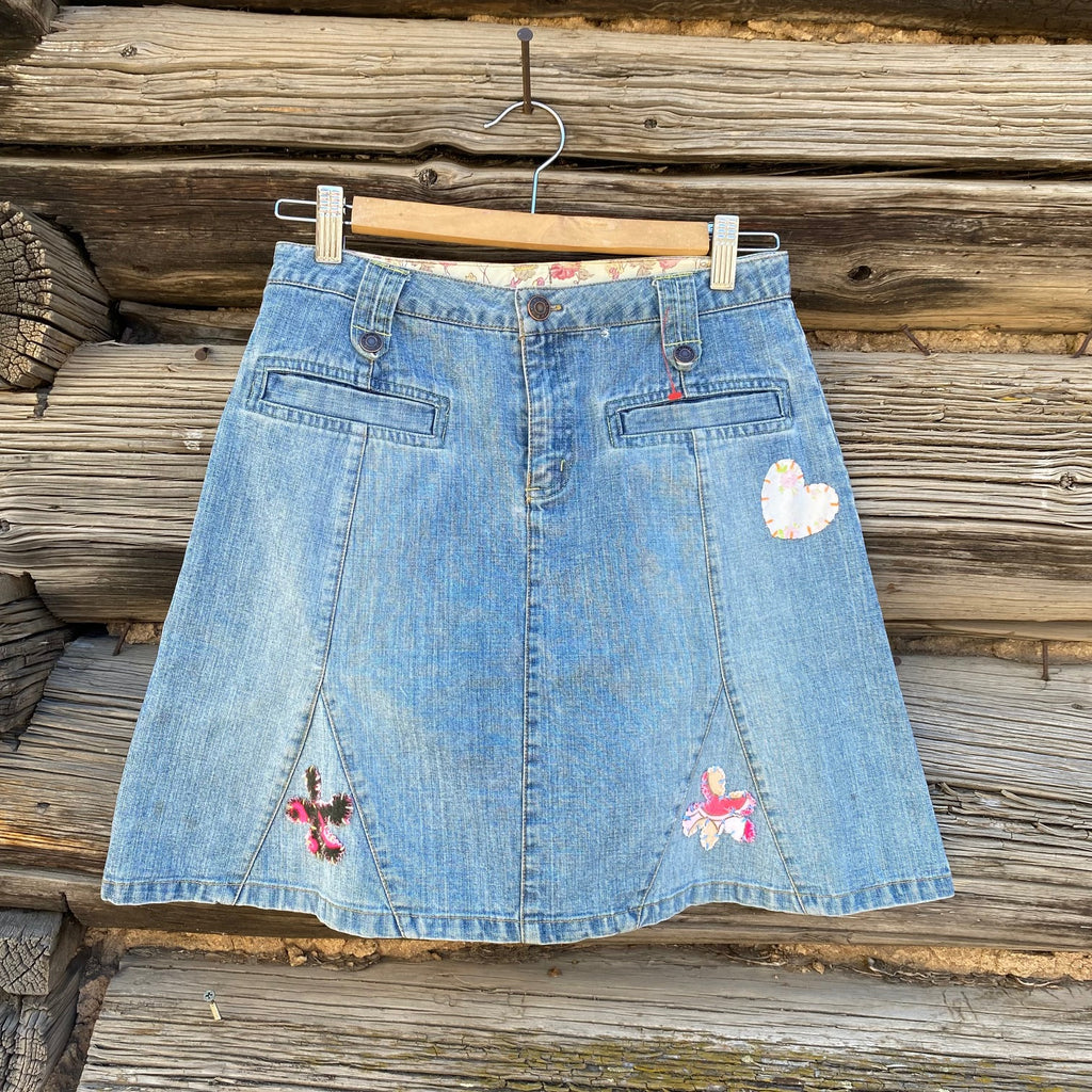 Tessa Kids "Hand Me Downs"  Upcycled Jeans Skirt 14 Years